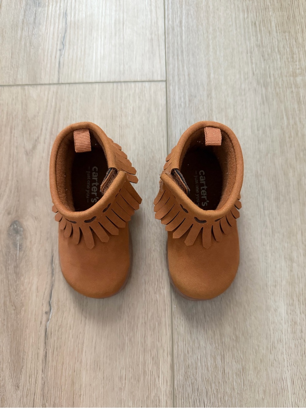 Carter's Toddler Fringe Moccasins in Rust Brown